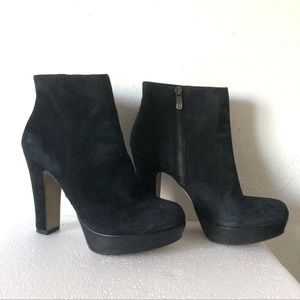 Vince Camuto Jerra Black Suede Leather Zip Platform Ankle Boots Womens Size 7.5B